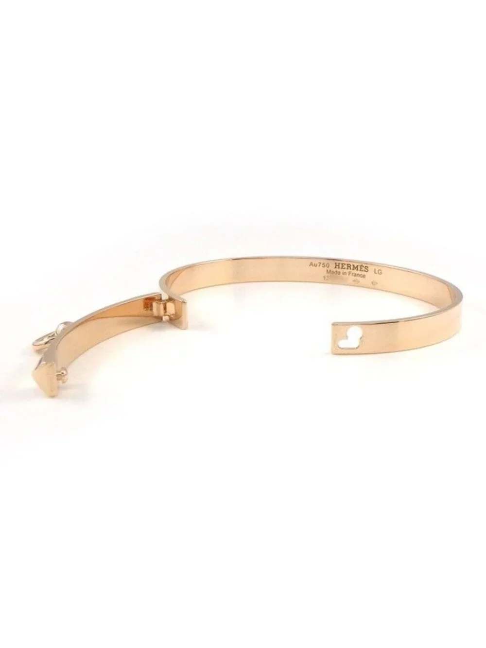 Hermes Bangle Collier de Chien PM Pyramid Medallion 18k Pink Gold #lg Bracelet